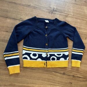 Gymboree 2014 Navy/White Colorblocked Dot Knit Cardigan Girl Size L 10-12